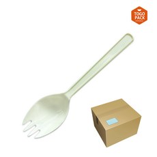 16cm 일회용 숟가락포크 개별포장 아이보리 1500개입 (스포키/수저포크일체형), 1개