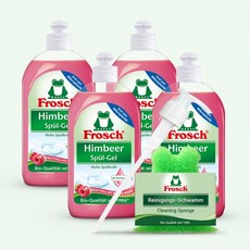 독일 프로쉬 주방세제 라즈베리 500ml 4개+펌프1+수세미1