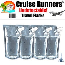 NMT 크루즈 러너 브랜드 선박 키트 플라스크 몰래 알코올 러너 럼 주류 밀수 술 (4x32 oz. 여행 깔때기) - P017607DCZ4SNY0, 기본