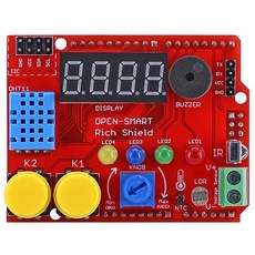 Arduino용 스타터 키트 리치 쉴드 적외선 수신기 LED 부저 버튼 DHT11 라이트 센서 온도 전압 모듈 보드, 한개옵션0, 한개옵션0