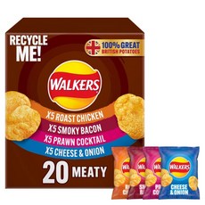 [영국발송] 4가지맛 20팩 워커스 미트 버라이어티 멀티팩 박스 감자칩 Walkers Meaty Variety Crisps 20 per pack, 20개