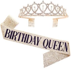 생일 어깨띠 + 티아라 왕관 세트 HG-19 핑크 퀸 1세트