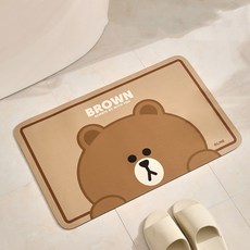 라인프렌즈 사각 규조토 발매트 브라운