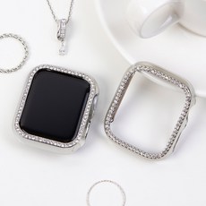 이케미 애플워치 전용 큐빅 베젤 케이스, 44mm, 실버