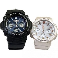 CASIO AWG-M100SB-2AJF BGA-2510-4AJF Baby G 아날로그 디지털 라디오 솔라 페어 워치 2개 세트(정품 일본 제품) 블랙 핑크 베이지
