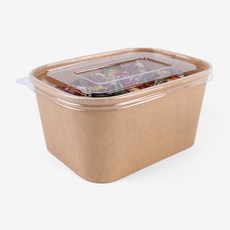 더팩컴퍼니 크라프트 둥근사각컵용기 투명뚜껑셋트 300개, 4. 1000ml, 300개(박스)