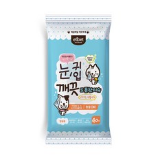 40매 반려견 얼굴 세정 물티슈 깨끗한 6단계정수 눈물자국 이어클리너 귀청소패드, 1개, 40개