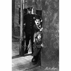 MAXI Poster 포스터 61x91 - 찰리 채플린 Charlie Chaplin: The Kid, 프레임없음 전면코팅(반광택)