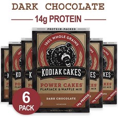 Kodiak Cakes 단백질 팬케이크 파워 케이크 플랩 잭 와플 베이킹 믹스 다크 초콜릿 18oz (6팩), 상세설명참조