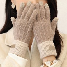 기타 [마물샵]겨울장갑배색손가락스마트터치장갑, 핑크