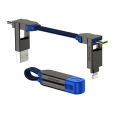 Rolling Square inCharge X 휴대용 키체인 6-in-1 멀티 충전 케이블 100W 초고속 충전 파워 사파이어 블루, 1개, 2) 블루투스