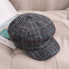 여성 팔각모 헌팅캡 가을 스카이 클래식 체크 화가모자 베레모자