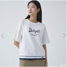 [지센] 여성 밑단 레터링 시보리 라운드반팔티(색상2종) 면90%