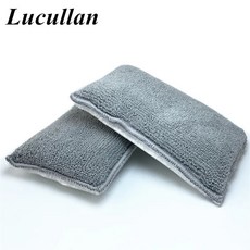 Lucullan 극세사 내부 스크러빙 스폰지 가죽 플라스틱 비닐 및 실내 장식품 청소용 어플리케이터 5 인치 x 3.5 인치, 1개, 4.2 L Grey Edge