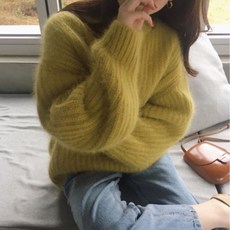 [에이진] 루즈핏 파스텔 앙고라 니트 (4colors)