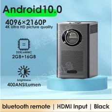 HONGTOP 미니 빔프로젝터 S30MAX 블랙 휴대용 스마트 미니 빔프로젝터 무선 및 블루투스 4K 1080P 9500L, EU플러그