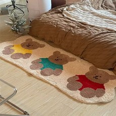 포유매트 포유 곰돌이 삼형제 러그 먼지없는 사계절 카페트 워셔블 스마일 포인트 미니러그 거실 원룸
