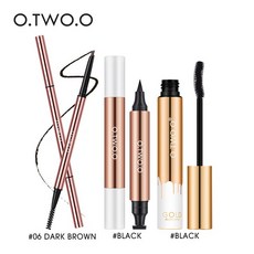 O.TW O.O 3 피스 아이 메이크업 키트 블랙 마스카라 파인 아이브로우 펜슬 라이너 스탬프 방수 롱 래스팅, [01] 3pcs, 3개