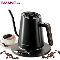 SMANG 지능형 커피포트 전기드립 핸드포트 온도조절 304 스테인리스 스틸, 블랙 블랙