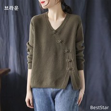 BestStar 여성 봄 가을 생활 한복 니트 상의 개량 한복 상의 유니크한 디자인 NC-090104
