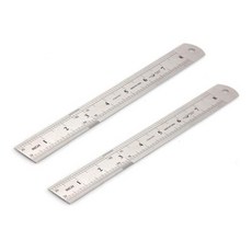 KTELI 2X 빈티지 스테인리스 스틸 자 룰 스케일 기계 공구 20CM 실버