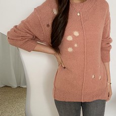 루즈핏 펀칭 울 알파카 니트티 봄 가을 데일리룩