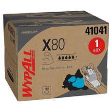 (미국직배송) Wypall KCC41041 X80 재사용 가능한 물티슈 더 오래 사용할 수 있는 천 브래그 박스 형식 블루 160장/상자; 1박스/케이스, (미국직배송) Wypall, KCC41041, X80,, 1개