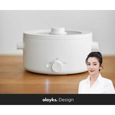 OK에스 오일스킬렛 세라믹 유약 통합 전기 요리 냄비, 3L 찜기 포함 세라믹 냄비 (3-4인용)