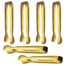 작은 서빙 집게 스테인레스 스틸 미니 세트 스 디저트 서빙용 전채 요리용 내구성 있는 주방 음식, Golden, 1개