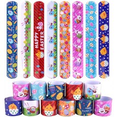 TUPARKA 40pcs 부활절 용 슬랩 팔찌 이스터 에그 필러 바구니 스터 퍼 이스터 파티 호의 버니 에그 칙 패턴 슬랩 밴드 부활, 단일옵션