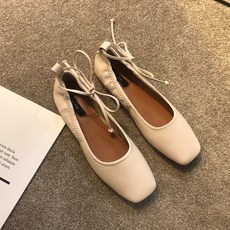 온고을샵 플랫단화슈즈 발레 무용신발 량 입다 스트랩 펌프스 사각코 할머니신발 NIS 사계절 낮은굽 소프트레더
