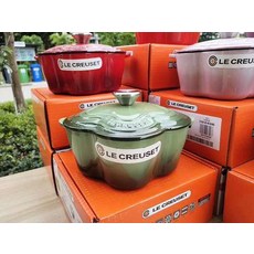 르쿠르제 플라워 꽃 20cm 주물 무쇠 냄비 7 color, 초록, 한개옵션1