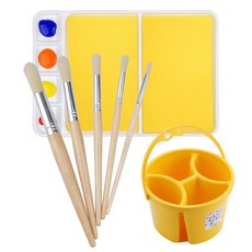 키즈맘아트 그림 미술교구 아트붓+물통+파레트2칸 유아용 미술놀이 유아용붓세트