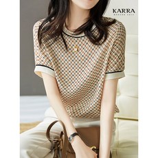 카라 KARRA 클로버배색블라우스_A3F0846 - 하프클럽