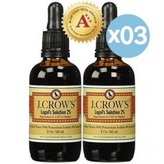 J.CROW'S 제이 크로우스 루골 솔루션 포타슘 아이오딘 60ml 2팩X3 총 6팩 Lugol's Solution of Iodine 2%, 6개