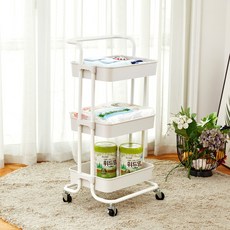 이케아스타일 이동식 선반 트롤리 화이트 GSS-103W
