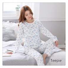 티피 2021 산후 모유 수유 임산부를위한 봄과 가을 순면 잠옷