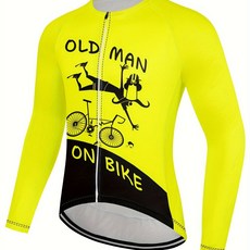 남성용 OLD MAN NO BIKE 지퍼 업 긴 소매 사이클링 저지 MTB 마이요 자전거 셔츠 산악 자전거 의류