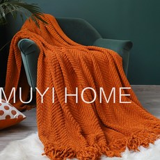 플란셀 쇼파이불 쇼파 소파담요 니트 뜨개 담요, 헤르메스 오렌지_127 x 220CM