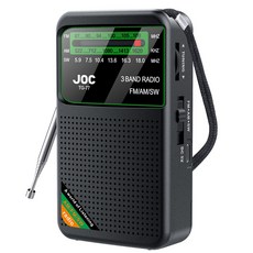 휴대용 포켓 라디오 FM AM SW 충전식 배터리 단파 3 밴드 이어폰 연결 지원 미니 리시버, 02 Black, Black