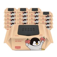 슈퍼대아기물티슈 피치 캡형 70매 20팩 (70g), 20개