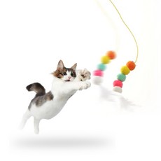 펫츠몬 고양이 3단 낚시대 장난감 1m + 3종 장난감 리필, 혼합색상, 1세트 