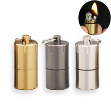 Edc 미니 소형 등유 라이터 키 체인 도구 야외 가솔린 캠핑 생존 영구 일치, 1개, [3] Silver^