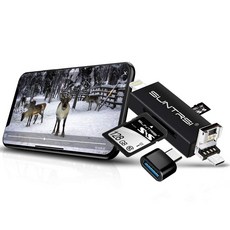 iPhone / iPad / Mac / Android / 컴퓨터 / 카메라 용 SD / Micro SD 카드 리더, 1개