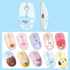 디즈니 BT21 라인프렌즈 무선 레트로 키보드 무선마우스 마우스패드 장패드 키보드 손목받침대 무소음 저소음 예쁜 이쁜 귀여운 추천 치미 타타 쿠키 푸우 미키 토이스토리 피글렛, 디즈니 BT21 베이비 라인프렌즈 무선마우스, 코야마우스