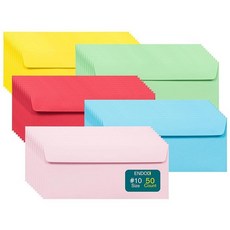 #10 멀티컬러 봉투 셀프 씰 50/팩 컬러 봉투 레터 사이즈 11.4 x 24.1cm(4 1/8 x 9 1/2인치) 카드 초대장 휴일 엽서 선물 14.5kg(32파, #10 멀티컬러 봉투 셀프 씰, 50/팩, 컬러 봉투, Multicolor | Peel & Seal