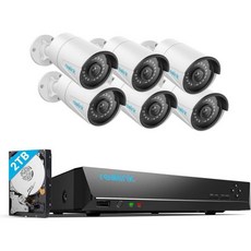 REOLINK 8CH 5MP 가정용 보안 카메라 시스템 사람/차량/반려동물 감지 기능이 있는 유선 실외 PoE IP 6개 24-7 녹화를 위한 4K/8MP NVR 2TB H, 1개