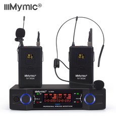 IU 302A UHF 듀얼 채널 2 옷깃 2 헤드셋 마이크 송신기 디스플레이 화면이있는 전문 가라오케 무선 마이크 시스템|wireless microphone system|mic, 1개, CHINA, 600 to 700MHZ