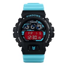 PINDOWS 남성 디지털 스포츠 시계 50M 방수 LED 라이트 포함 스톱워치 알람 타이머 탑재 다기능 야외, 1개, 상세페이지 참조