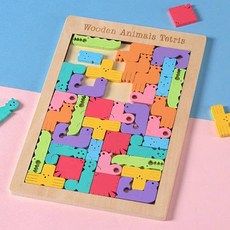 어린이 만화 동물 테트리스 퍼즐 나무 Tangram 직소 보드 퍼즐 테트리스 게?, 상세내용참조, 상세내용참조, 상세내용참조
